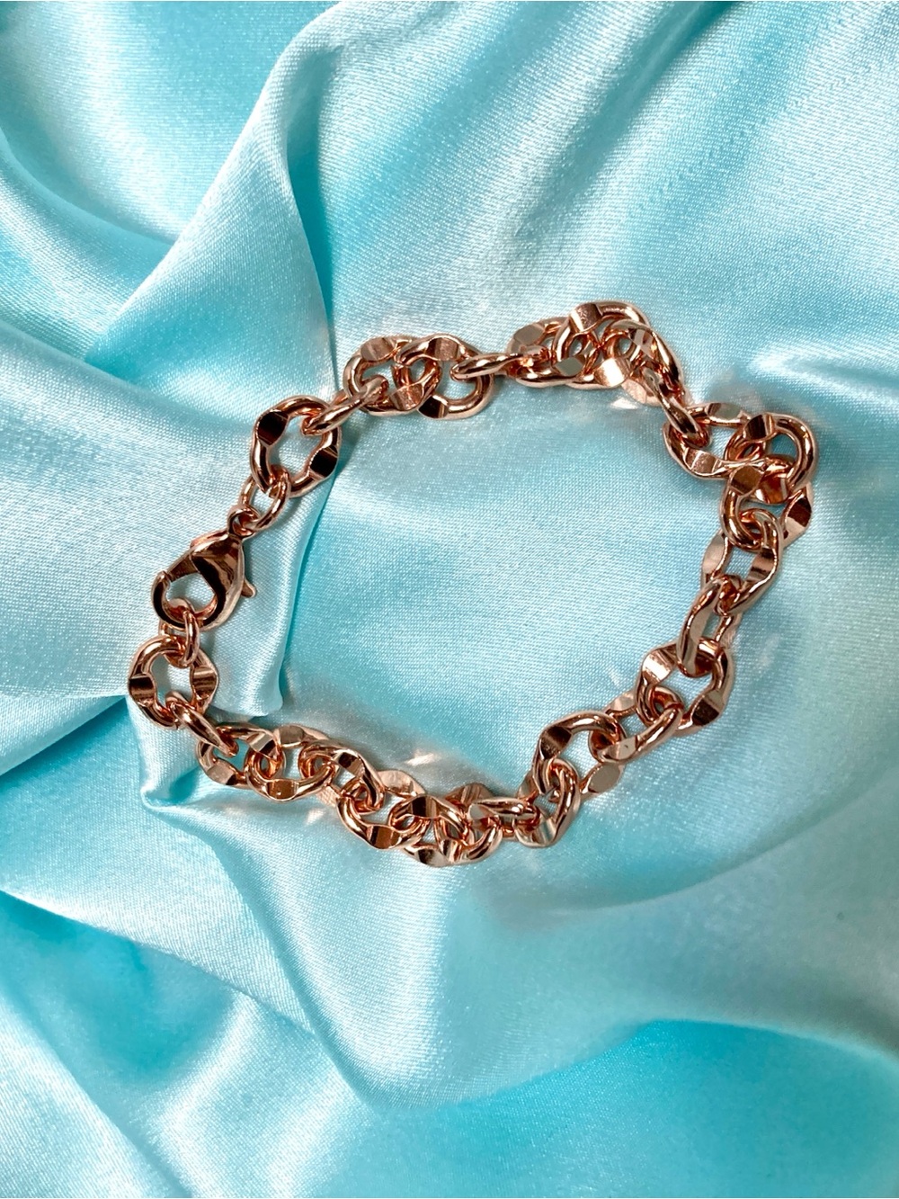 Rose Gold Link Bracelet - Polished Chain 8”